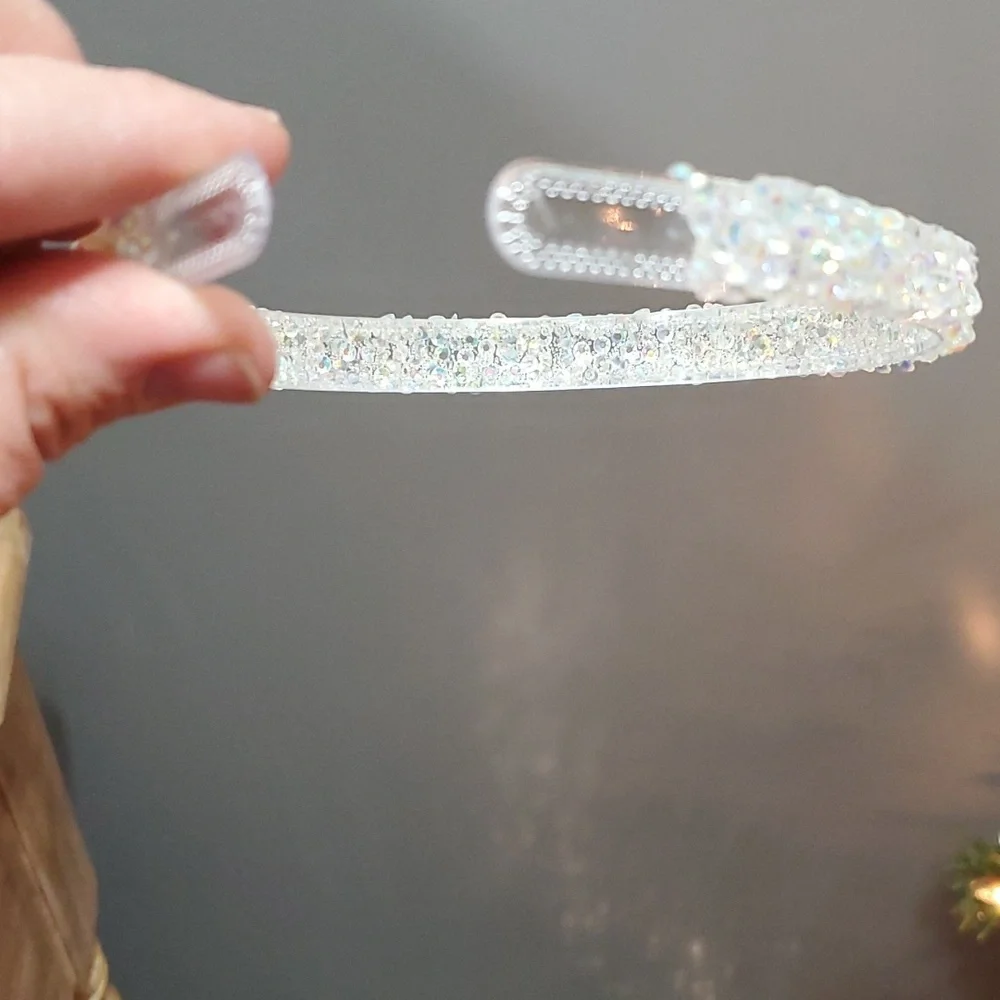 New boutique handmade rhinestone glitter flexible plastic headband - Picture 5 of 5
